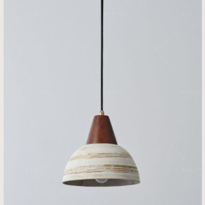 Rustic Ceramic & Wood Pendant Light – Handcrafted Statement Piece