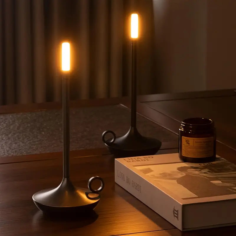 Rechargeable LED Candle-Style Touch Table Lamp – Minimalist Design