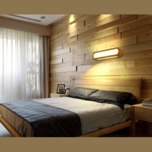 Scandinavian LED Wooden Wall Light – Warm Bedroom Wall Lamp