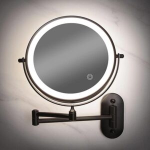 Black rechargeable LED mirror for makeup and bathroom
