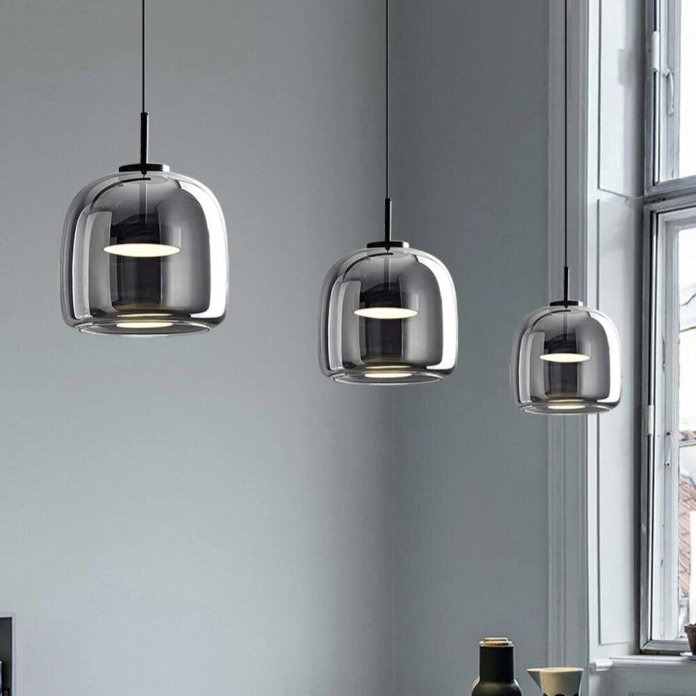 Modern Smoked Glass Pendant Light – Minimalist Black Ceiling Fixture - Image 5