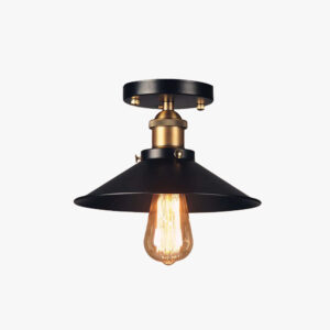Alternative view of Vintage Industrial Ceiling Light – Black & Brass Fixture