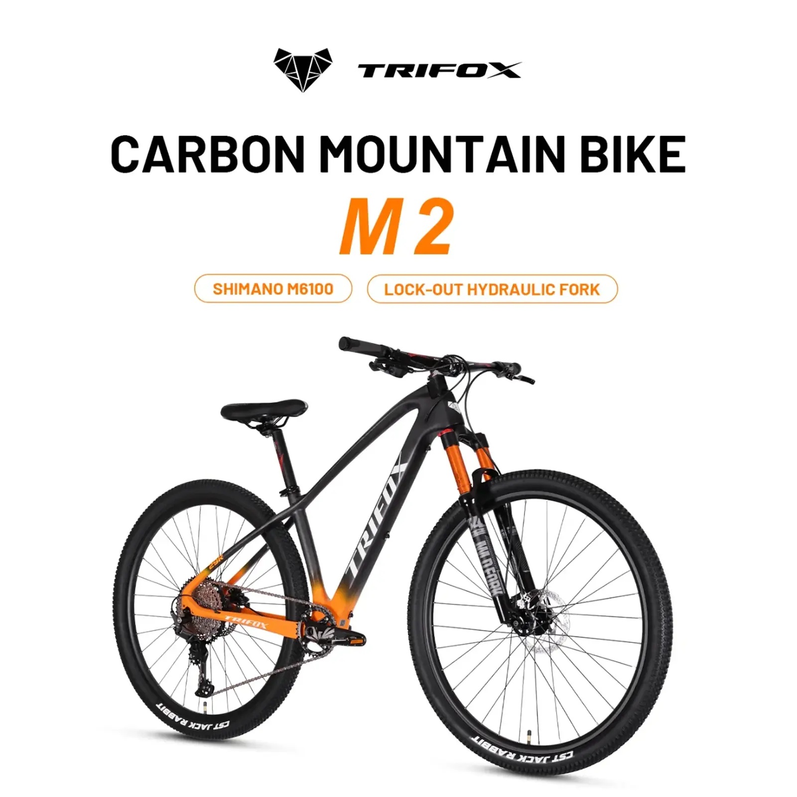 TRIFOX Carbon MTB Mountainbike, neue verbesserte T800 Vollcarbon-Rahmengeometrie mit RD-M6100 12-Gang-Schaltung und hydraulischer Lockout-Federgabel - Image 4