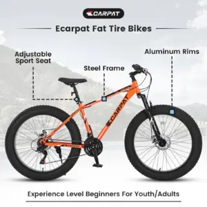 Alternative view of 26-Zoll-Fatbike für Erwachsene, 21 Gänge, Rahmen aus hochfestem Stahl, Orange
