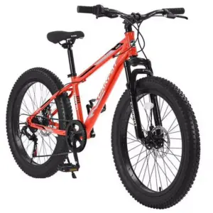 Direct Wicker 24 Fatbike-Mountainbike mit 7 Gängen, Shimano-Schaltung, Scheibenbremsen, für Erwachsene und Jugendliche, Farbe: Orange