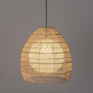 Alternative view of Vintage Rattan Handwoven Basket Lamp Fixtures