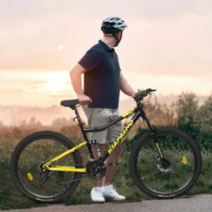 26-Zoll-Mountainbike für Herren, 21-Gang-Mountainbike mit Scheibenbremsen, Aluminiumrahmen, Gelb
