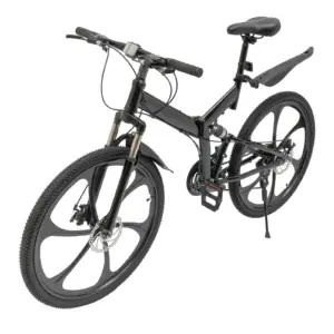 Wuzstar 26" Faltbares Mountainbike, 21 Gänge, höhenverstellbar, Unisex, Schwarz