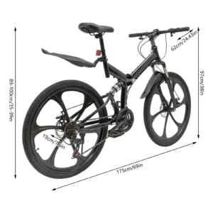 Alternative view of Wuzstar 26" Faltbares Mountainbike, 21 Gänge, höhenverstellbar, Unisex, Schwarz