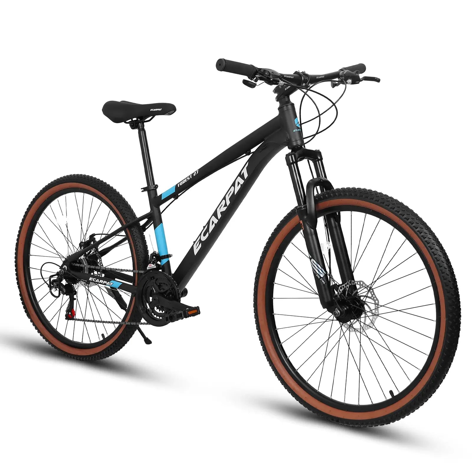 27-Zoll-Herren-Mountainbike, 21 Gänge, Aluminium, Scheibenbremsen und Federung, Schwarz
