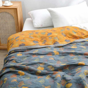 Bedroom Elegant Ginkgo Leaf Throw Blanket | Reversible Design