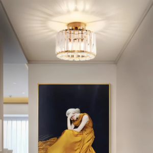 Alternative view of Modern Crystal Flush Ceiling Light – Elegant Living Room Fixture