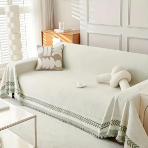 Living Room Rustic Sofa Cover | Versatile Throw with Tassel Detail