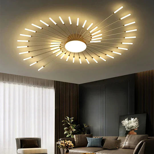 Modern Starburst LED Ceiling Light – Gold Flush Mount Feature - Image 3