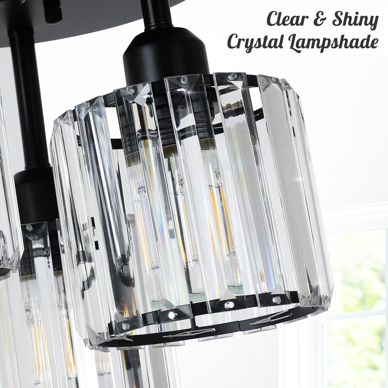 Modern Crystal Semi Flush Bedroom Ceiling Lights - Image 11