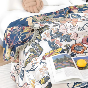 Alternative view of Living Room Rustic Floral Throw Blanket | Reversible Design