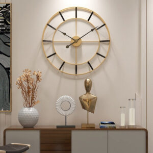 Large Gold Wall Clock – Minimalist Metal Timepiece