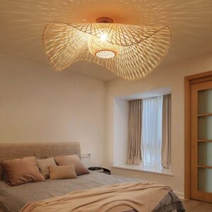 Alternative view of Decorative Rattan-Style Ceiling Light – Organic Elegance with Light Play