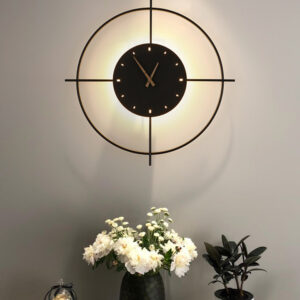 Alternative view of Modern Wall Clock with Backlight – Black LED Clock Design