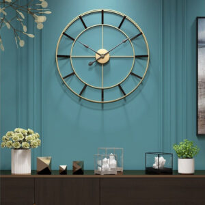 Alternative view of Large Gold Wall Clock – Minimalist Metal Timepiece