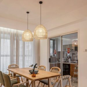 Vintage Rattan Handwoven Basket Lamp Fixtures