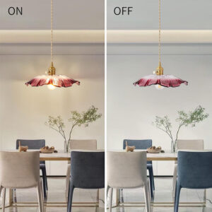 Alternative view of Retro Flower Shape Glass Pendant Light For Dining Room