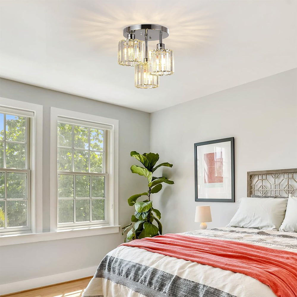 Modern Crystal Semi Flush Bedroom Ceiling Lights - Image 17