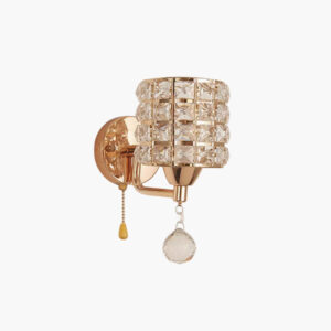 Alternative view of Crystal Wall Sconce with Pull Chain – Elegant Bedroom Wall Light