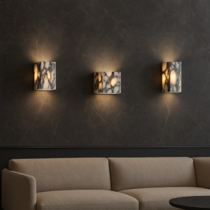 Alternative view of Emma Marble Cube wall light