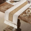 Boho Table Runner with Macramé Fringe – Neutral Beige