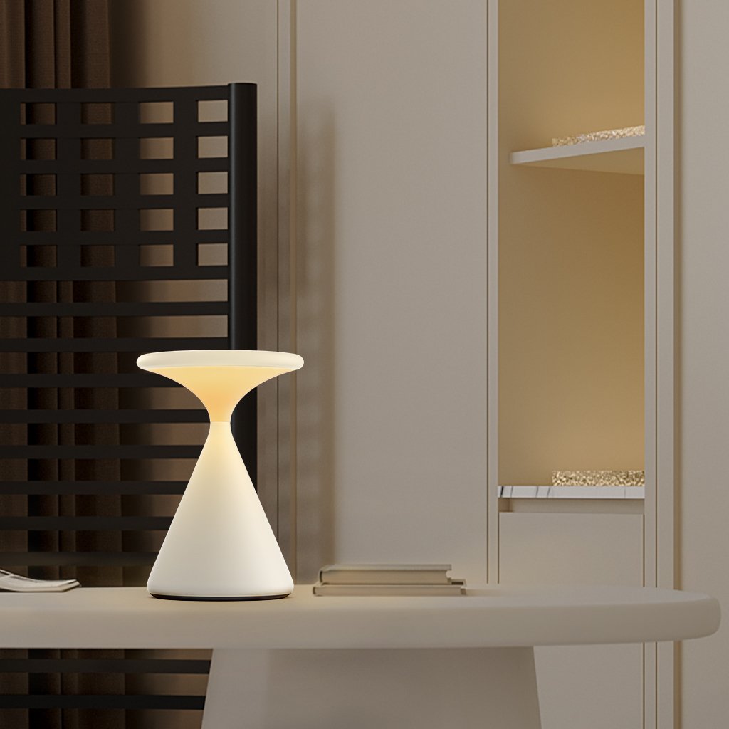 Modern Hourglass LED Table Lamp – Rechargeable & Dimmable - Image 8