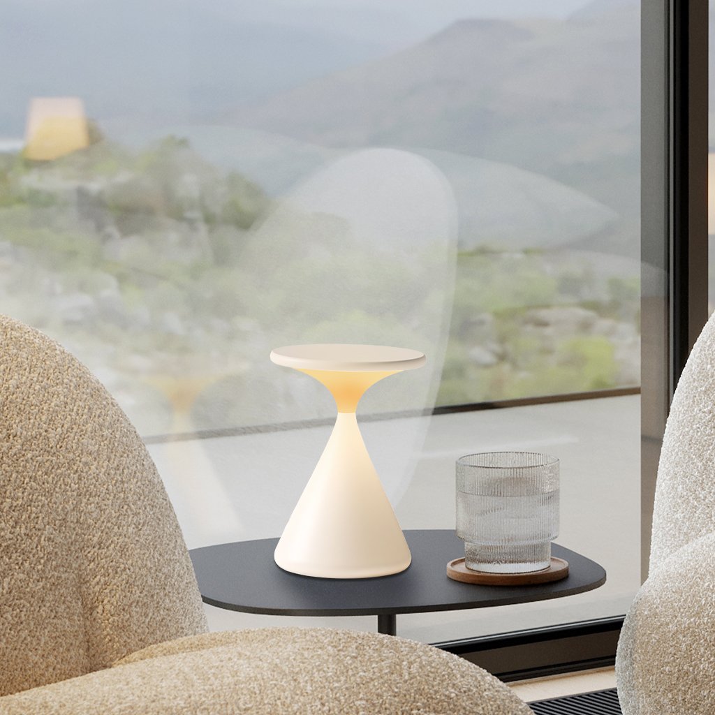 Modern Hourglass LED Table Lamp – Rechargeable & Dimmable - Image 3