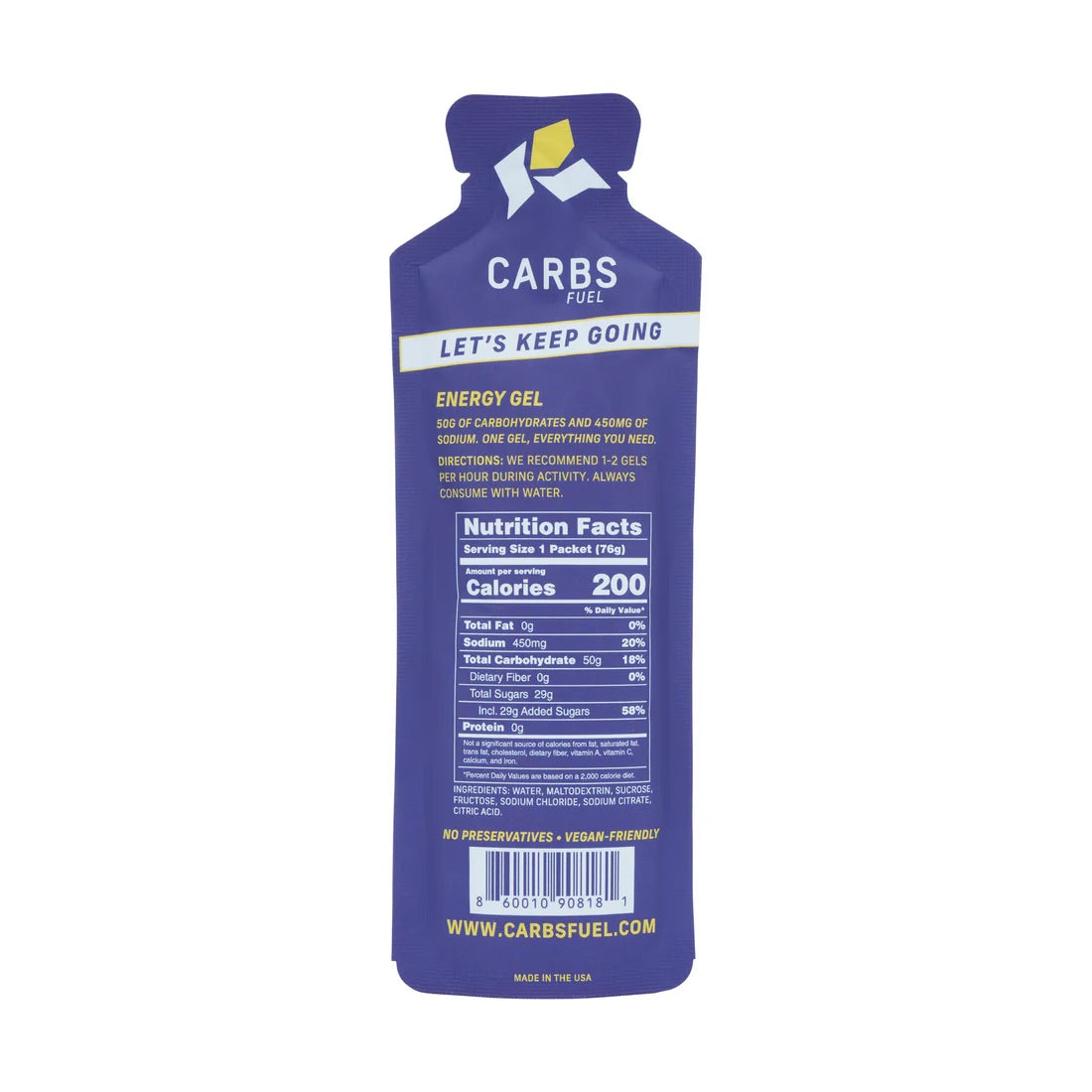 Carbs Fuel - Salted Original 50G Energy Gel - Image 2