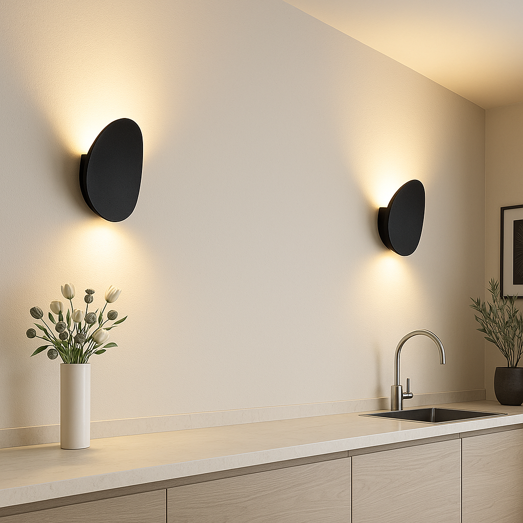 Modern Oval Black Wall Light – Soft Glow LED Accent Lamp