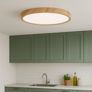 Natural Wood LED Flush Ceiling Light – Minimalist Design