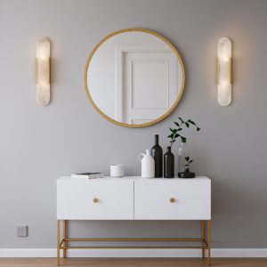 Alternative view of Modern Brass Wall Light – Luxury Bathroom & Hallway Lighting