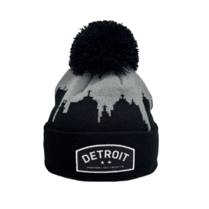 DETROIT Black Skyline Pom Beanie