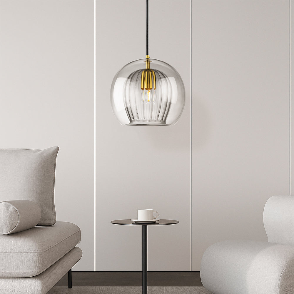 Smoked Glass Pendant Light – Modern Globe Hanging Lamp - Image 4