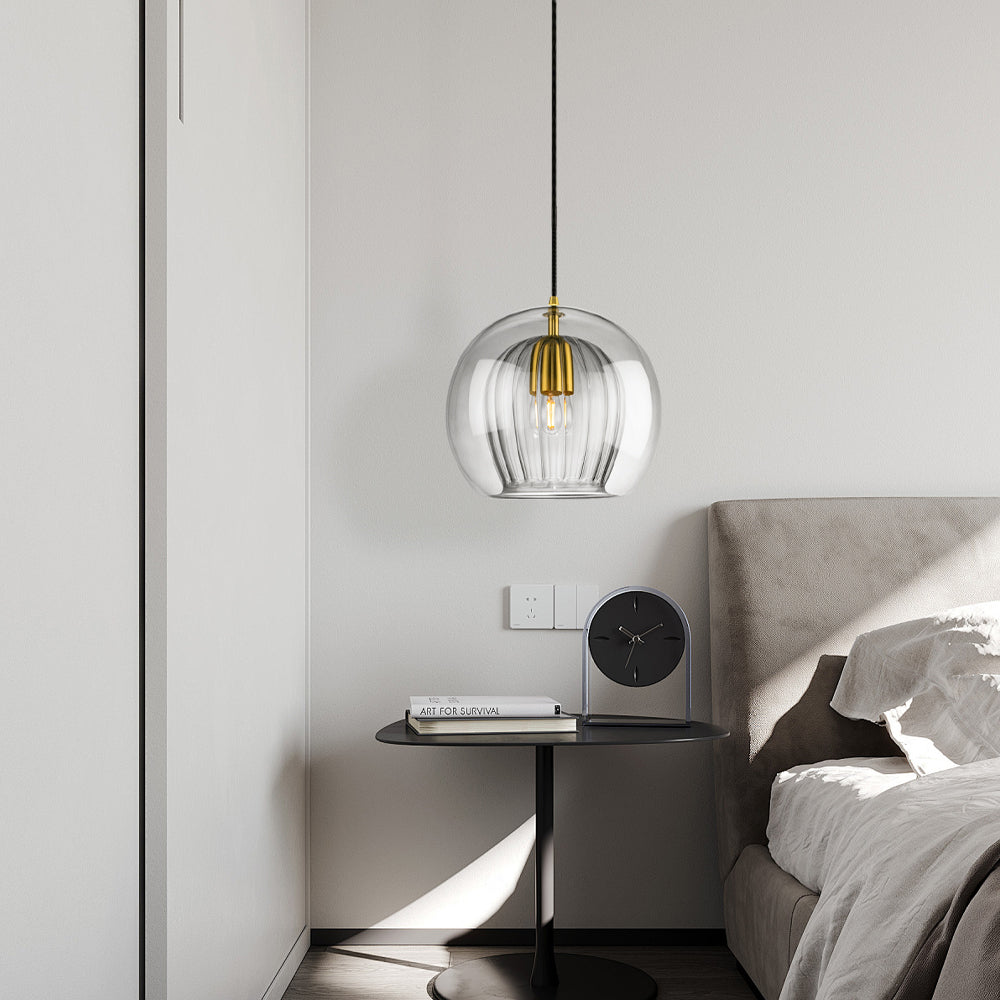 Smoked Glass Pendant Light – Modern Globe Hanging Lamp - Image 5