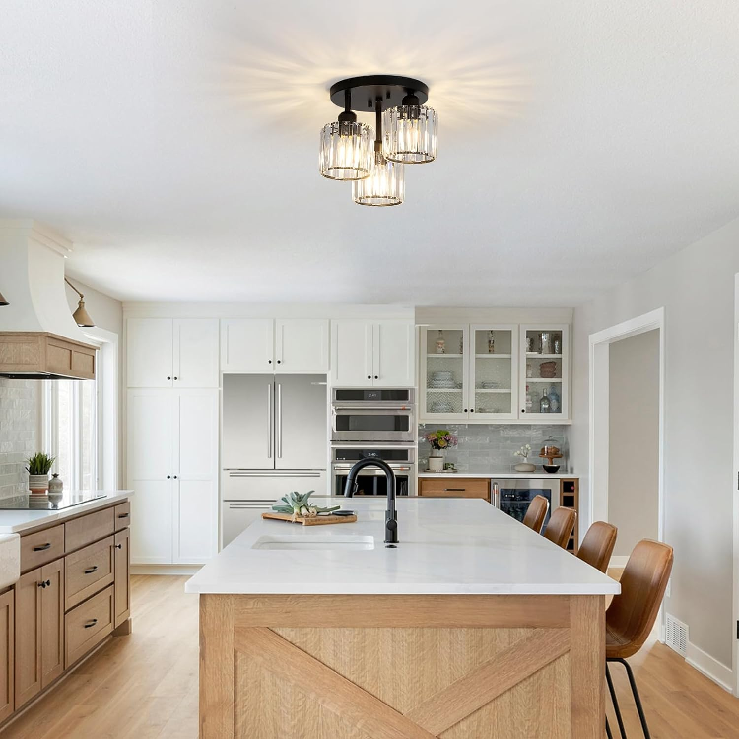 Modern Crystal Semi Flush Bedroom Ceiling Lights - Image 8