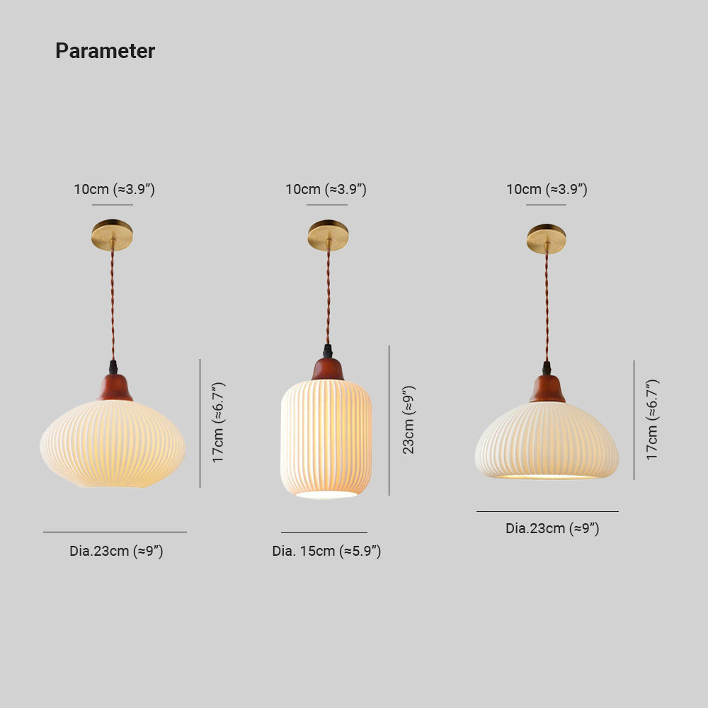 Modern Japandi Ribbed Ceramic Pendant Light – Soft Warm Glow - Image 5