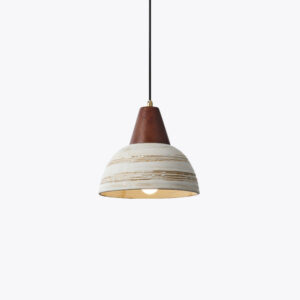 Alternative view of Rustic Ceramic & Wood Pendant Light – Handcrafted Statement Piece