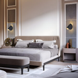 Contemporary Curved Wall Light – Minimalist Black Metal Lighting with Dual Beam Glow