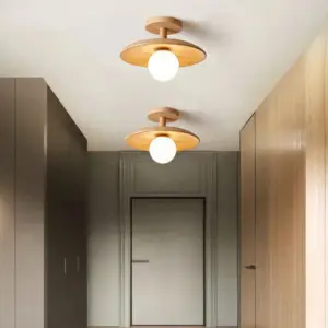 Alternative view of Scandinavian Wooden Ceiling Light – Modern Flush Mount Fixture