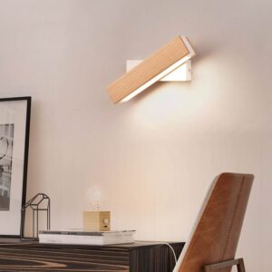 Alternative view of Rotatable Wooden LED Bedside Wall Lamp – Modern Reading Light