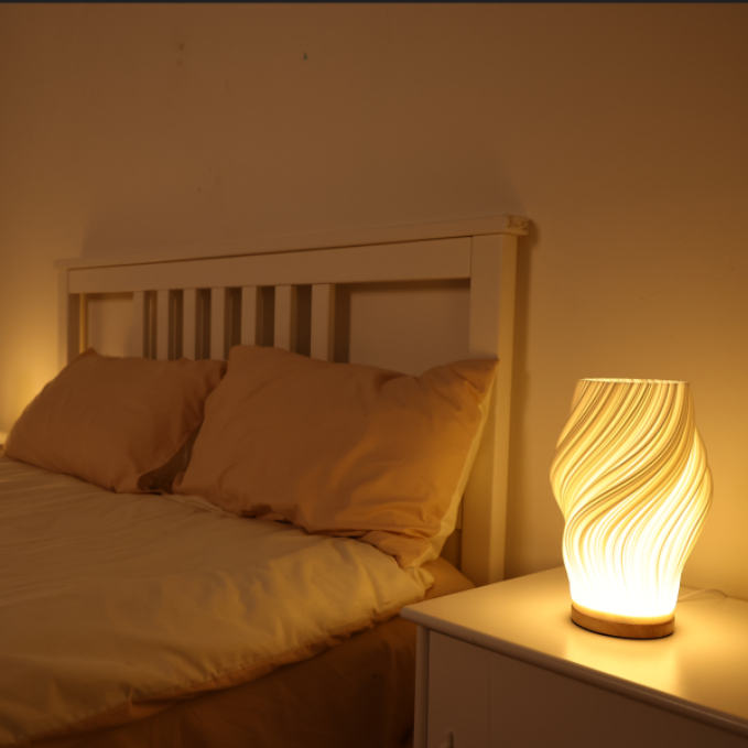 Modern Nordic Wooden Table Lamp – Warm Ambient LED Light - Image 5