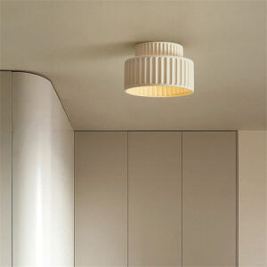 Alternative view of Modern Ceramic Flush Ceiling Light – Ribbed Design