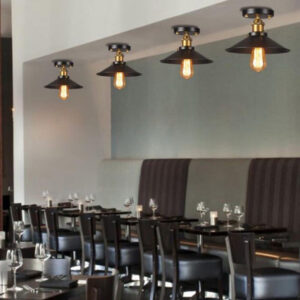 Vintage Industrial Ceiling Light – Black & Brass Fixture