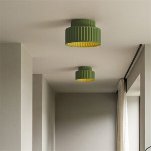 Modern Ceramic Flush Ceiling Light – Ribbed Design