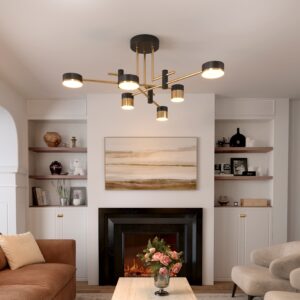 Alternative view of Metal Black And Gold Ceiling Light with LED Bulbs